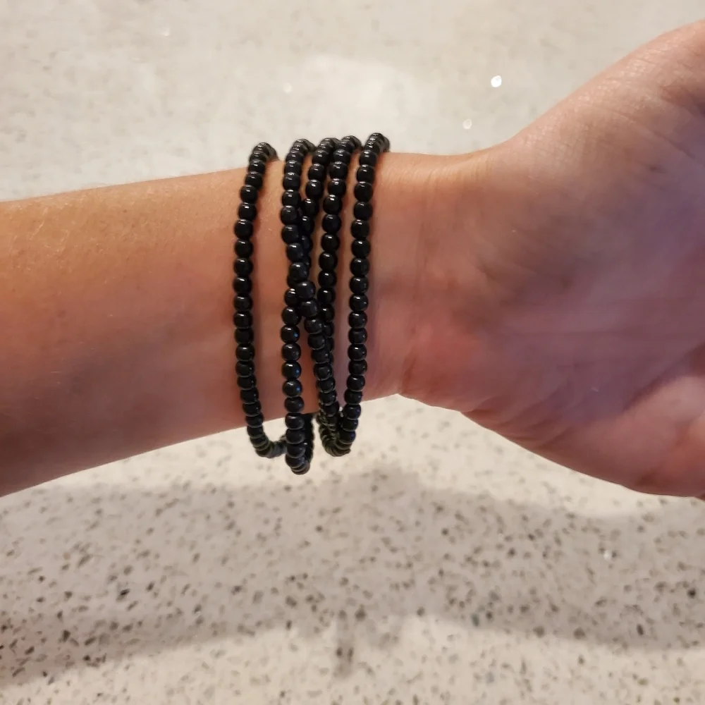 Black Beads Long Necklace Drop Preppy Basic Boho Classic Casual Bracelet Formal